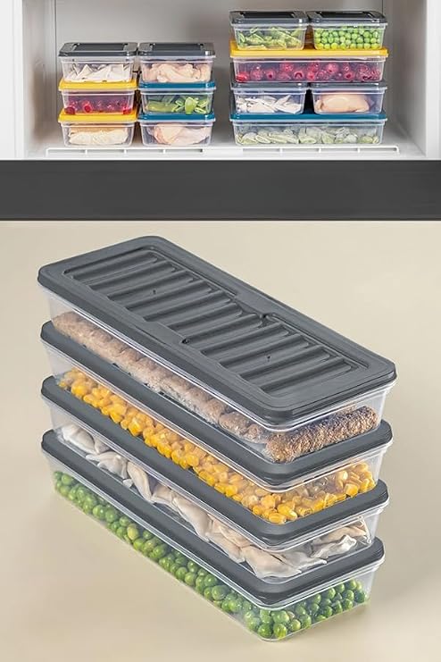 Orret Home 4 Pieces Refrigerator Organizer, Multi-Purpose Storage Container for Refrigerator, Fresh Box, Transparent and Adjustable, Keeping Foods Fresh Feature, Kitchen Organizer (1170 Ml)