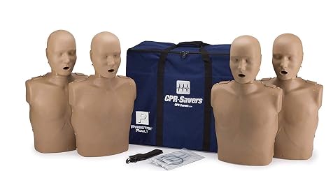 Prestan Professional Adult CPR Training Manikin with 2019 AHA Feedback Monitor, Dark Skin, 4-Pack, PP-AM-400M-DS