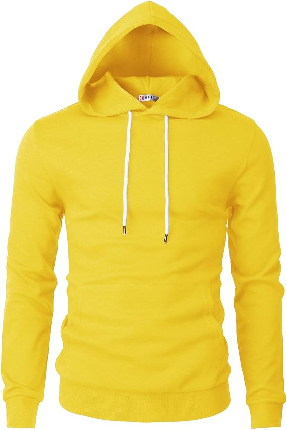H2H Men's Pullover Hoodie Lightweight Long Sleeve with Kangaroo Pocket Slim Fit Basic Casual Sweatshirt
