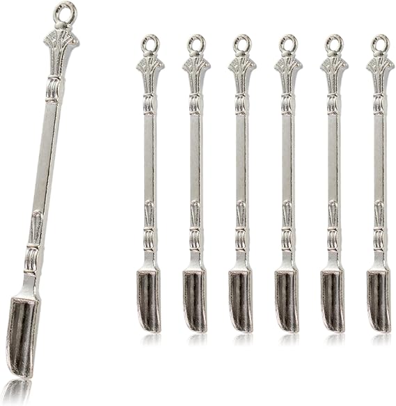 6-Pack Mini Spoons Metal Tiny Shovels 3 Inch Small Medicine Spoon for Home Kitchen Spices, Necklace Charms Pendants DIY Craft Making (Silver)