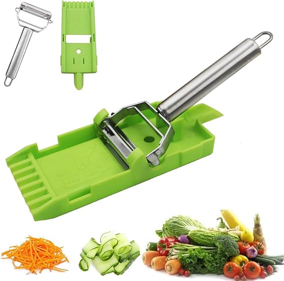 Multi Double Knife Peeler, Multi Peeler Double Blade, Multi Double Knife Peeler with Grating Plate, Julienne Strips for Potato, Orange, Lemon, Fruit, and Vegetable, Vegetable Peeler