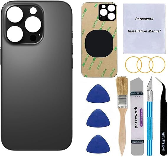OEM Rear Back Glass Replacement for iPhone 16 Pro Max 6.9-inches with Reparing Tool Kit and Pre-Installed Adhesive (Black Titanium)