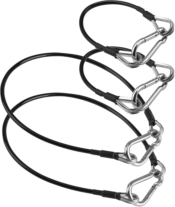 Gym Extension Cable Attachments, Black Thick Stable Fitness Equipment Extension Cord, Extend Workout Angles Tool Suitable for Bowflex Home Gym for LAT/Tricep Pull Down and Leg (4Pcs Black, 10"+20")