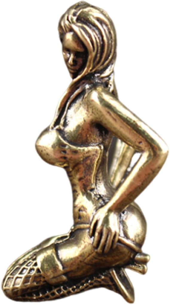 Brass Sexy Women Body Art Miniatures Statue,Metal Female Sculpture Desktop Statues for Home Decor (Sexy Sitting Woman)