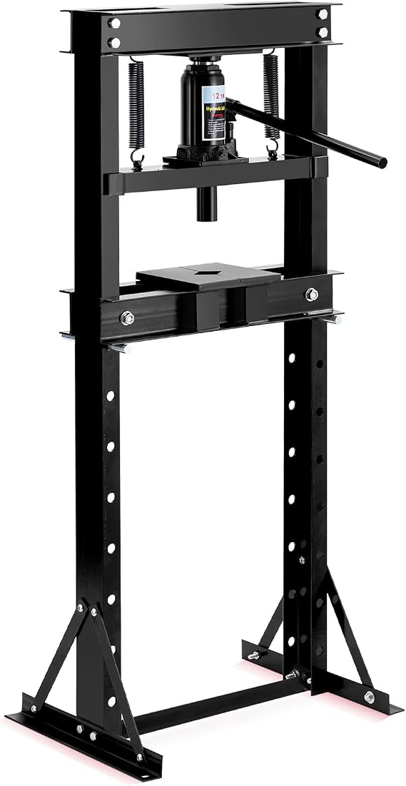 Garvee 12 Ton Hydraulic Press, H-Frame Benchtop Hydraulic Press with 2 Press Plates, Heavy Duty Adjustable Hydraulic Garage Press Machine for Auto Repair, Overload Protection & Rust Resistant, Black