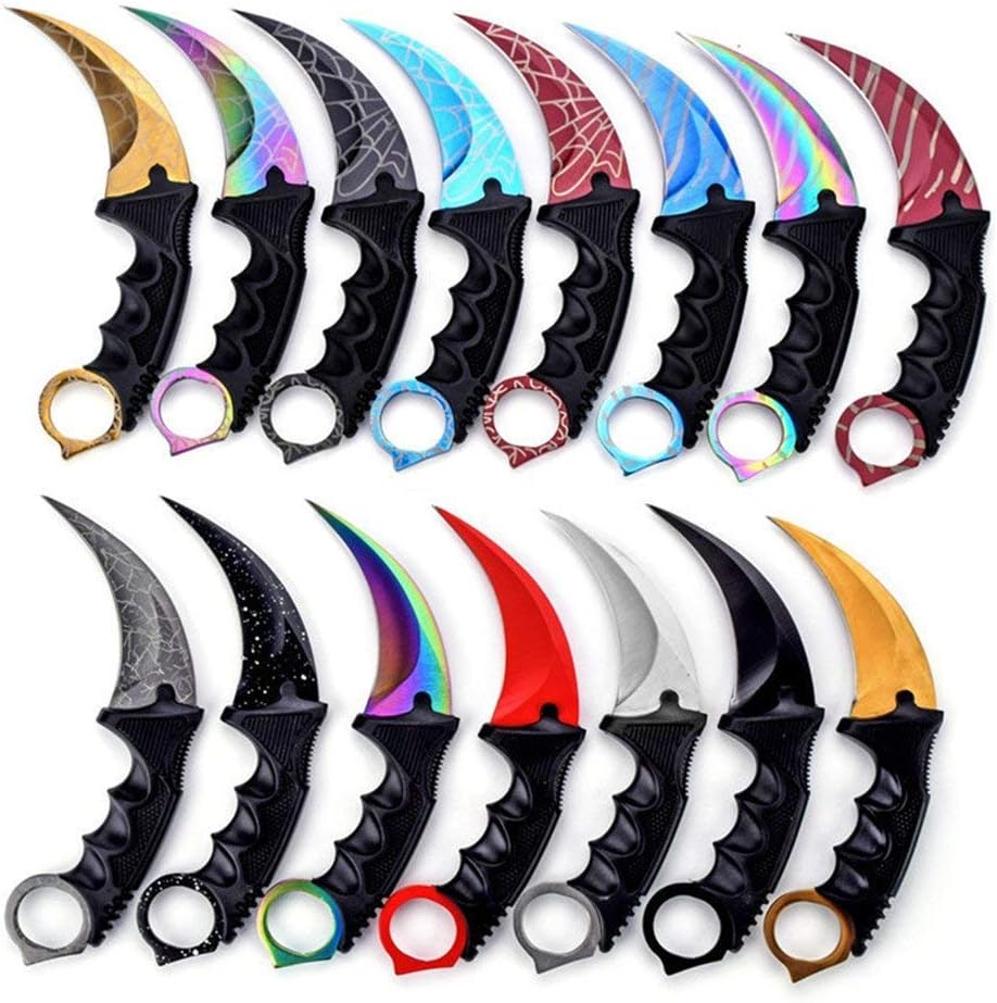Karambit Knife Set of 2, Stainless Steel Fixed Blade Tactical Knife with Sheath and Cord Knife CS-GO for Hunting, Camping, and Field Survival
