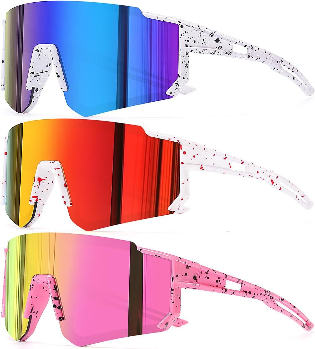 3 Pack Kids Baseball Sunglasses Youth Sports Football Softball Sunglasses for Girls Boys UV400 Protection
