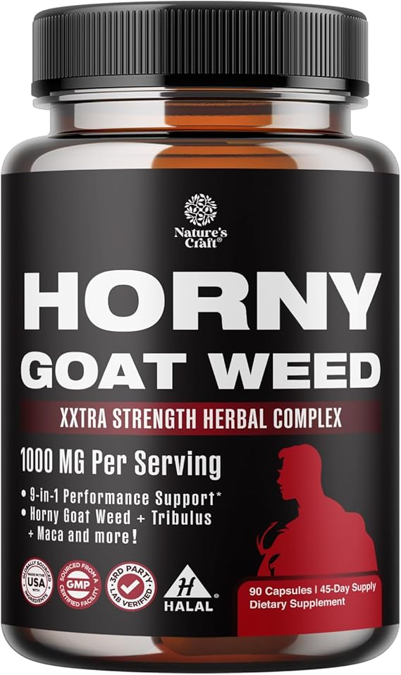 Horny Goat Weed for Men (9 in 1 formula) - Male Enhancing Supplement - 90ct