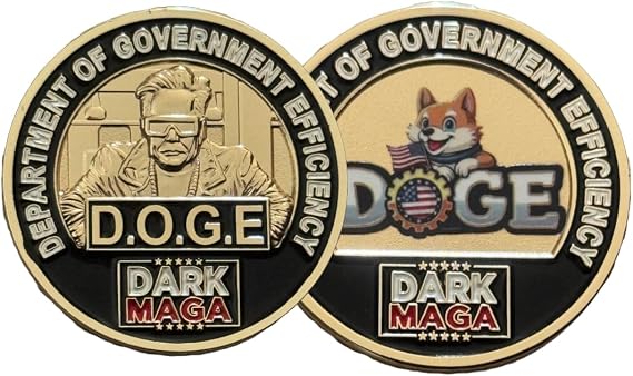 Trump 2025 Gold Challenge Coin Limited Edition Collectible Trump Coin | Dark MAGA D.O.G.E Design | Gift for Trump Fans, Patriots & Collectors