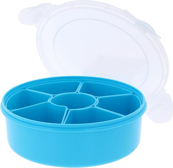 Indian Spice Tin Box Masala Dabba With 7 Compartments & Airtight Transparent Lid Spoons Plastic Masala Box Authentic Curry Cooking Spice Tiffin Tin Kitchen Masala Container Storage Set