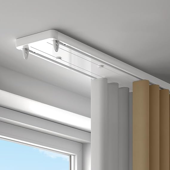 Silent Double Curtain Track Ceiling Mounted, Double Curtain Track with Silent strip + Bearing wheel, Heavy Duty Aluminum Sliding Rails for Curtains for Bedroom/Living Room/Windows(3.4m(11.2ft))