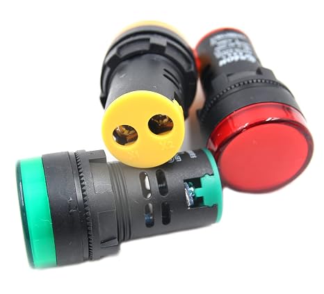 Led Indicator Light 110V,3pcs LED Pilot Signal Light Panel Indicator Red/Yellow/Green,for Automotive,Boat Engine,Factory, Drill Machine Tools, Electrical Boxes