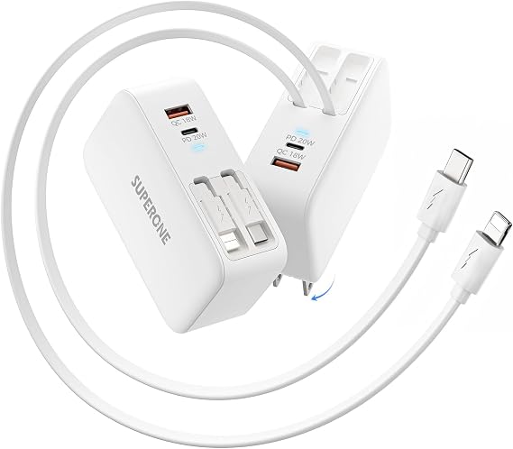 SUPERONE Retractable iPhone Charger, 4 in 1 USB C Charger Block