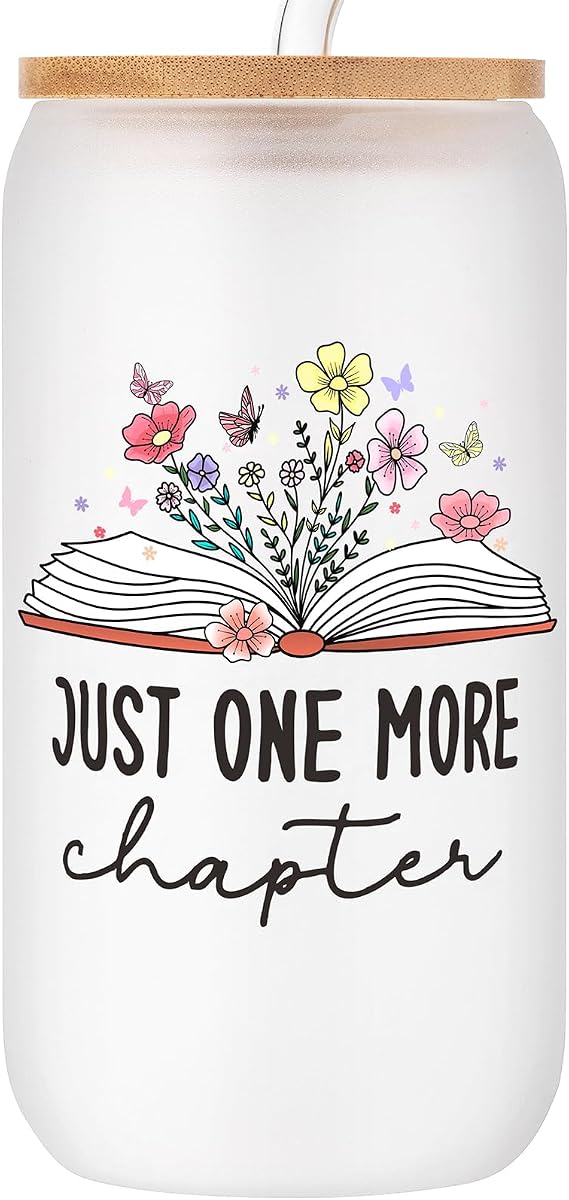 Aeenr Book Lovers Gifts for Women, Bookish Gifts for Readers | Birthday Reading Gifts for Book Club Bookworms Librarian Friends 16oz Glass Cup Valentines Mothers Day Christmas