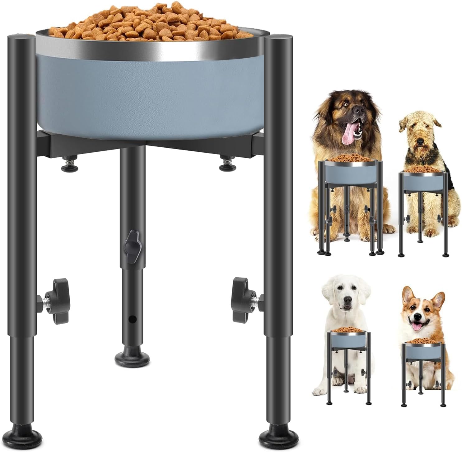 Erhöhter Hundenapfständer – höhenverstellbar (127 cm bis 279 cm) – erhöhter Futterspender für große mittelgroße und kleine Hunde – Futter- und Wassernapfhalter (Schüssel nicht im Lieferumfang