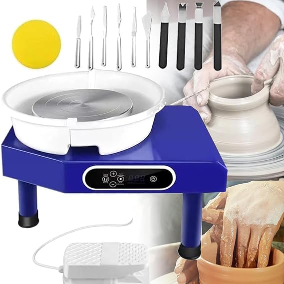 Electric pottery wheel, 250W/350W, pottery machine, pottery moulding machine for adults and pottery crafts with potter's wheel foot pedal,350W-Dualcontrol