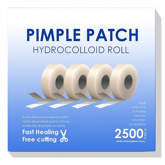2500 Count Pimple Patches for Face, Cut to Size Hydrocolloid Roll Tape