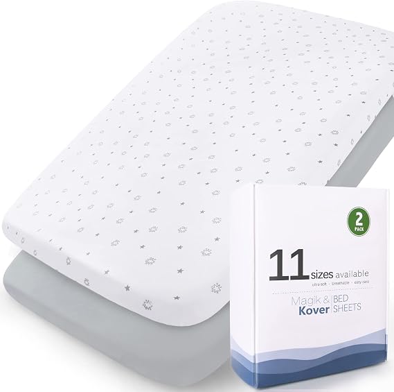 Bassinet Sheets 2 Pack, Fit for Graco Travel Lite Crib, My View 4 in 1