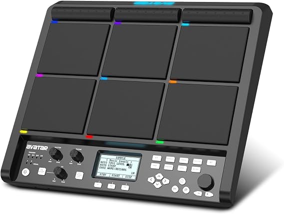 PD708 Sample Pad Electronic Sampling Drum Pad for Drummers Live Performance, 1000 Built-in Sounds, 32GB Storage, Onboard FX, Customizable LEDs
