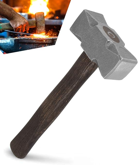 Blacksmith 2.2LB Handmade Square Forge Hammer for Farrier, Knife Maker, Blacksmith Forging Tool