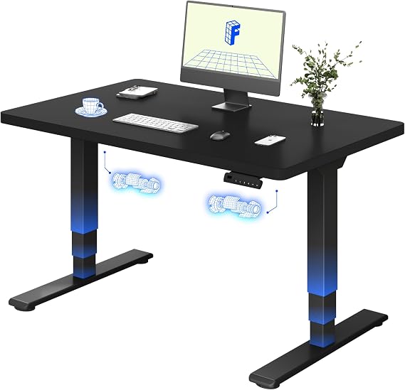 FLEXISPOT E5 Electric Standing Desk 2 Motors 3 Stage 120 * 60CM One Piece Desktop Height Adjustable Desk with Memory Smart Panel, Anti-collision System, Black