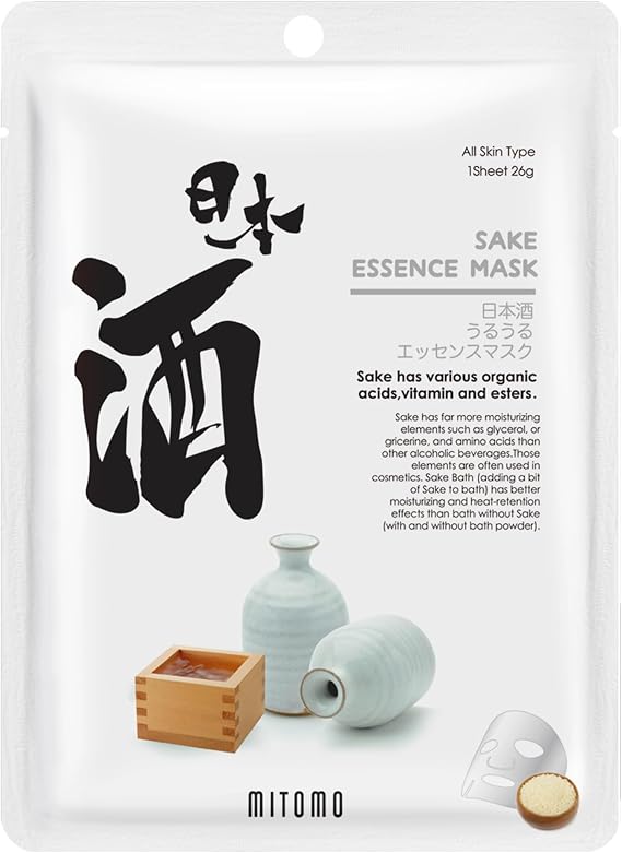 MITOMO SKINCARE JPSS00612-E-5 Japanese Sake Beauty Sheet Mask, Set of 10, Serum, Skin Care, Special Care for Shiny Skin