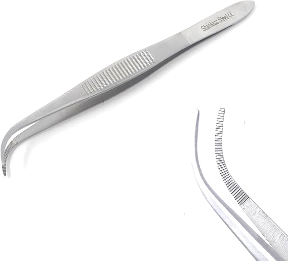 Lab Tweezers High Precision Forceps, Fine Strong Curved Point Tweezers, Stainless Steel (4 Inch)