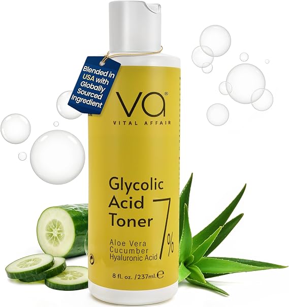 Glycolic Acid Toner for Face with Hyaluronic Acid & Aloe Vera for Skin Care