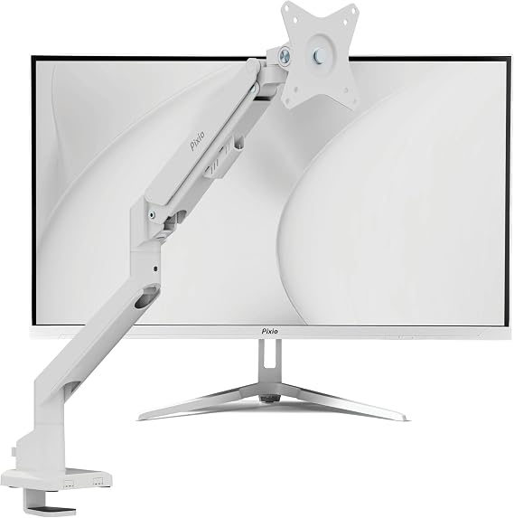 Pixio PX279 Wave White 27 inch 240Hz Refresh Rate FHD 1080p Resolution Fast IPS Panel 1ms GTG Resonse Time Gaming Monitor and PS1S Wave White Single Monitor Arm
