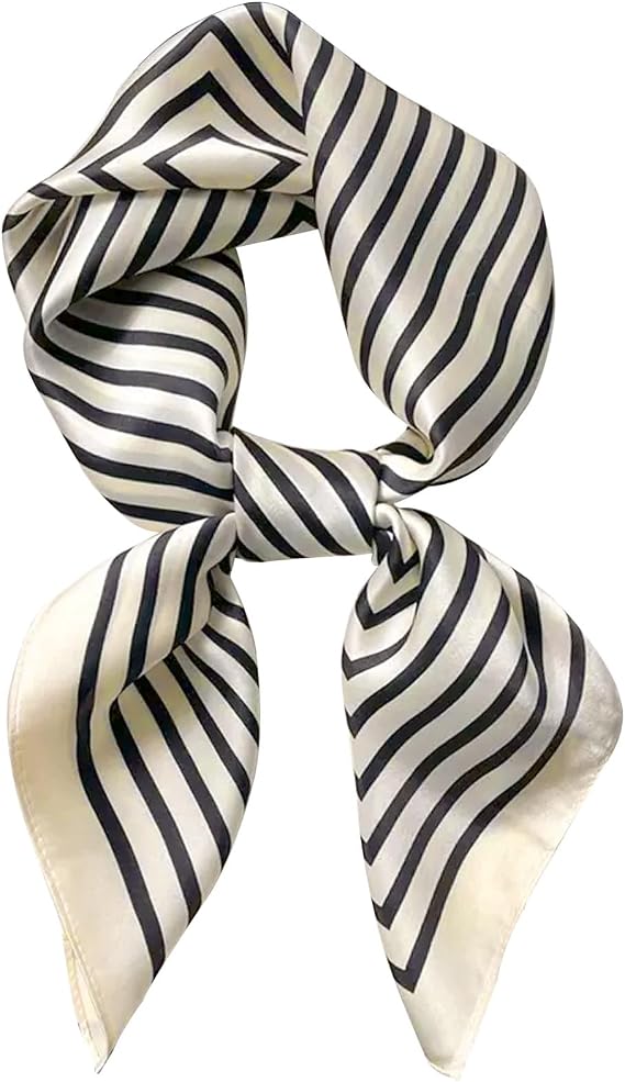 kcctoo 27.5" Mulberry Silk Feeling Head Scarf Women's Fashion Square Neck Satin Scarfs for Bag Hair Scarves Gift
