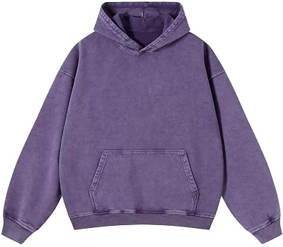 Womens Vintage Oversized Hoodie Acid Wash Heavyweight Cotton Sweatshirt Unisex Couples Men Baggy Pullover Hoodie