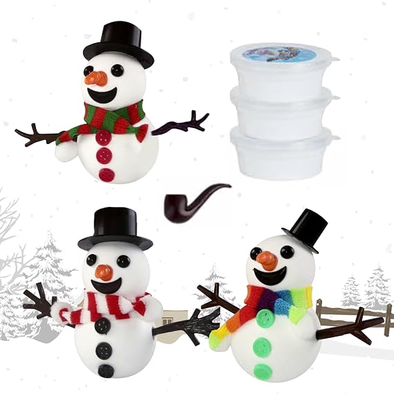 objbhuely Christmas Crafts for Kids,Make A Snow Man Kit | Modeling Modeling Air Dry Clay for Kids | for Party Holiday Winter Activities Classroom Class School Play Celebration