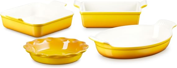 Le Creuset Stoneware 4 PC Heritage Bakeware Set, Nectar