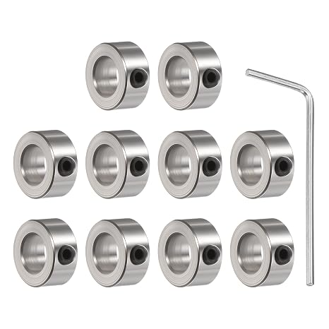 Set Screw Collars, 10 Pack 3.05mm Bore Shaft Lock Collars, 8mm OD, 4mm Width, Nickel-Plated Carbon Steel Landing Gear Stopper Wheel Collar, Includes Wrench