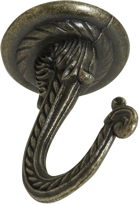 National Hardware N274-852 V2672 Swag Hook in Antique Brass,2-1/4" , Black