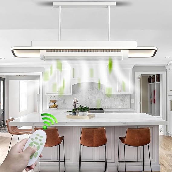 LED Ceiling Fan with Lighting - Bladeless 6 Speeds Modern Lamp for Bedroom Kitchen Living Room [Energy Class B]