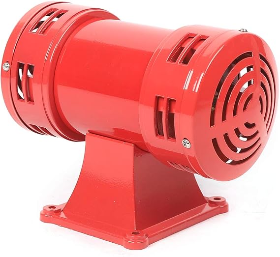 MS-490 Red Electric Siren Alarm, 140db Industrial Motor, IP44 Outdoor Air Raid Horn for Ships, Mines, Reservoirs, Airports, 1000rev/Sec