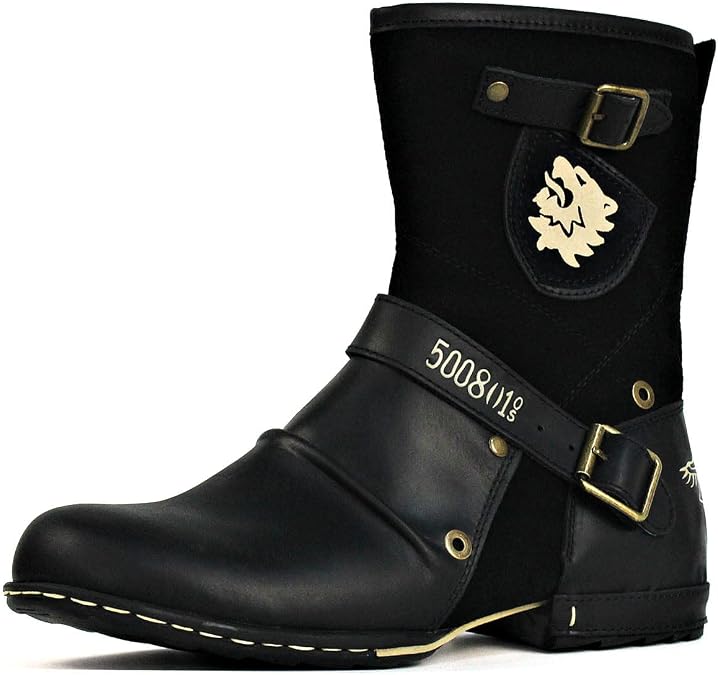 OSSTONE Moto Boots for Men Designer Fashion Zipper-up Leather Chukka western Boots Casual Shoes OS-5008-1-HH-US