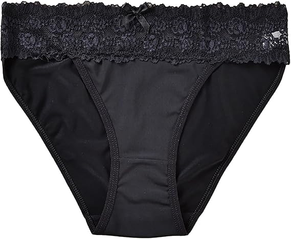 Women's High Waist Lace Briefs Solid Color Crotch Breathable Soft Stretch Comfort Fit Panties