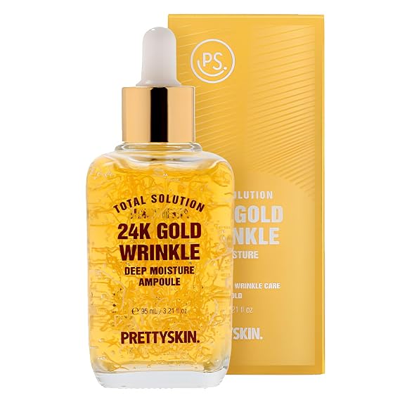 PRETTYSKIN 24K Gold Facial Ampoule, Water-Gel Face Serum, 3.21 fl oz (95 mL), CICA & Allantoin, Lightweight Hydration, Korean Skincare