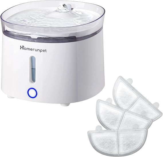 Homerunpet Cat Water Fountain with Wireless Pump Bundle with 3 Pack Filters Replacement