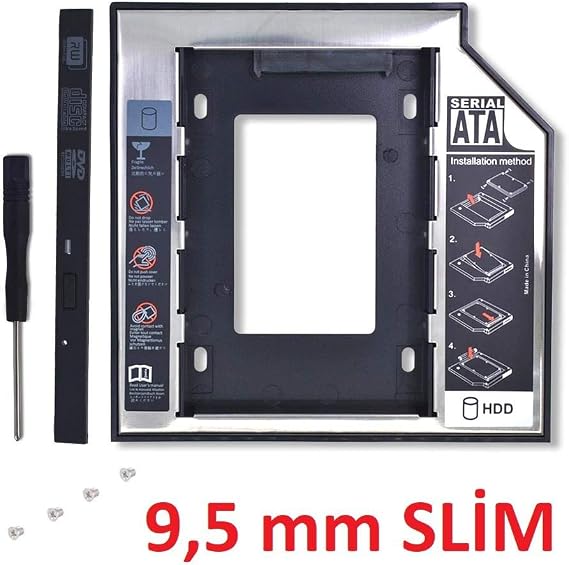 Alfais Al-4716 SATA HDD Harddisk Caddy Sled Box SSD Notebook, Second HDD Insert, 9.5 mm