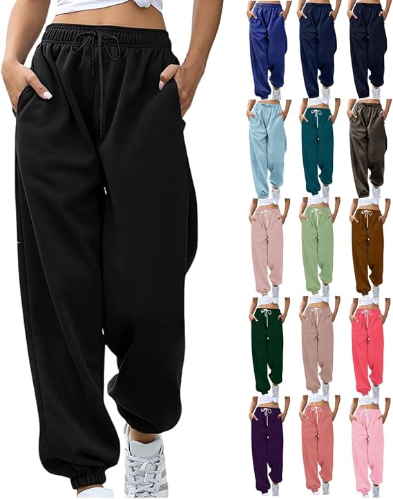 Joggers for Women Drawstring Elastic Waist Pants Casual High Waisted Jogger Pants Workout Lounge Trousers with Pockets