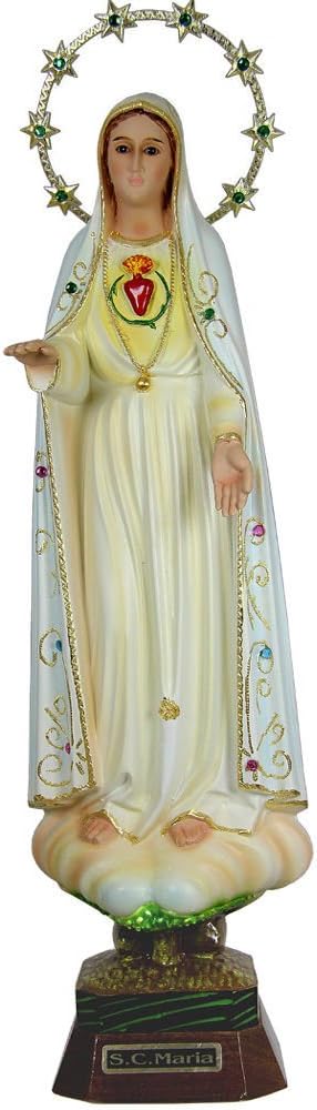 Hand Painted Sacred Heart of Mary Religious Figurine Statue Made in Portugal (19" - 48 Cm)