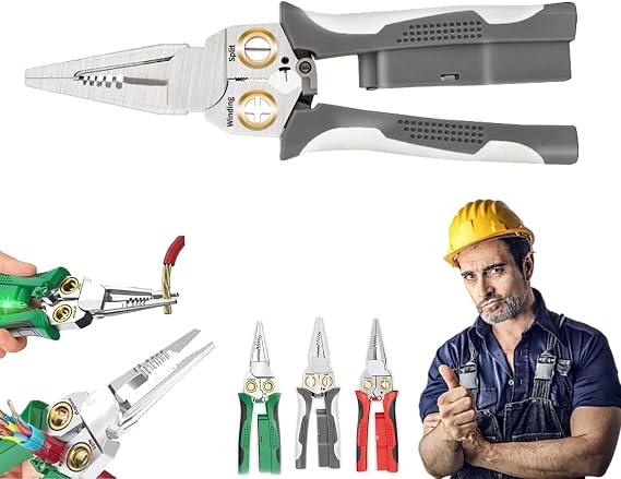 8-In-1 Tool, 8 in 1 Wire Stripper Twister For Cutting And Pulling Wires Cable Scissors, Voltage Tester Pliers, Multi-Function Wire Stripping Tools