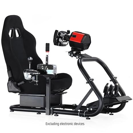 Hottoby Racing Simulator Cockpit With Black Seat Fit for Logitech G29 G920 G923,for Thrustmaster T300,for FANATEC Shifter Platform Upgrade,Double Arm Triangle Support,No Steering Wheel,Pedal,Handbrake