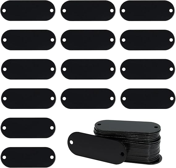 Aluminum Engraving Blanks Tags Stamping Blanks Tags with 2 Holes 25 Pack (Black)