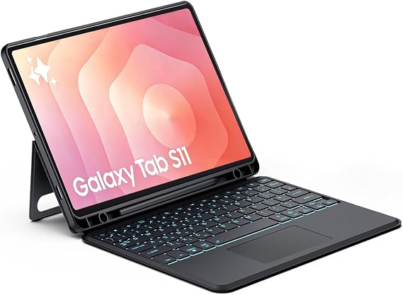 Detachable Keyboard Case for Samsung Galaxy Tab S11 11- inch 2025, Bluetooth Magnetic Keyboard Case with Auto Sleep/Wake, Adjustable Stands, Multi-Touch Trackpad, 7-Color Backlit Keys