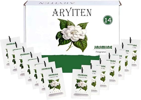 Aryiten 14 Packs Large Jasmine Scented Sachets for Closet Deodorizer Drawers, Hanging Long Lasting Potpourri Bags Home Fragrance