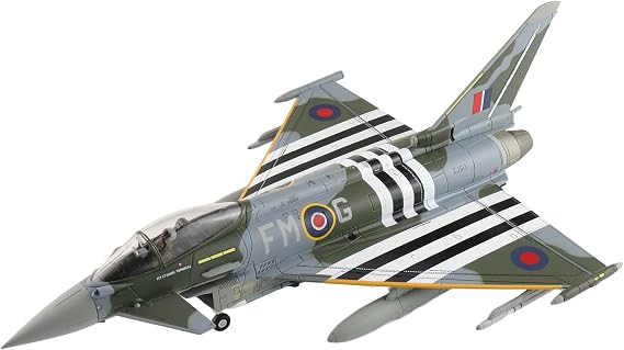 Hobby Master | 1:72 Scale Diecast Military Aircrafts | Eurofighter Typhoon FGR4 ZJ913/FM-G, RAF, 2024 (w/2 x ASRAAM, 4 x AIM-120, 3 x Fuel Tank) | Model HA6626